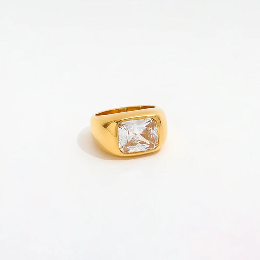 18k Gold Plated Chunky CZ Ring