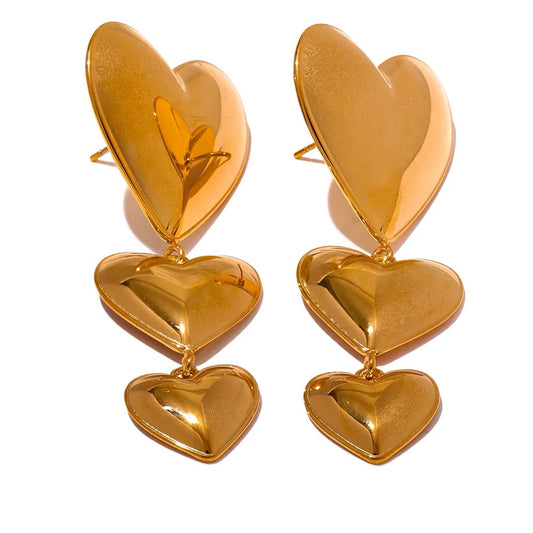 18k Gold Plated 3 Drop Heart Valentine’s Earring