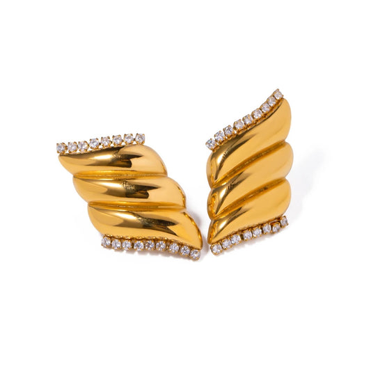 18k Gold Plated CZ Crystal Swirl Earring