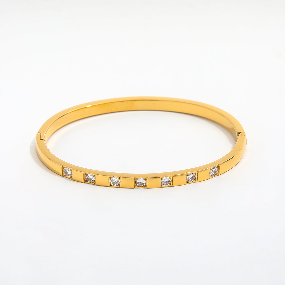 18k Gold Plated Half Square Diamond Cuff