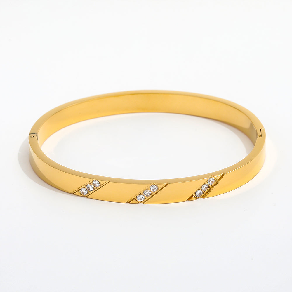 18k Gold Plated Diagonal Diamond Cuff