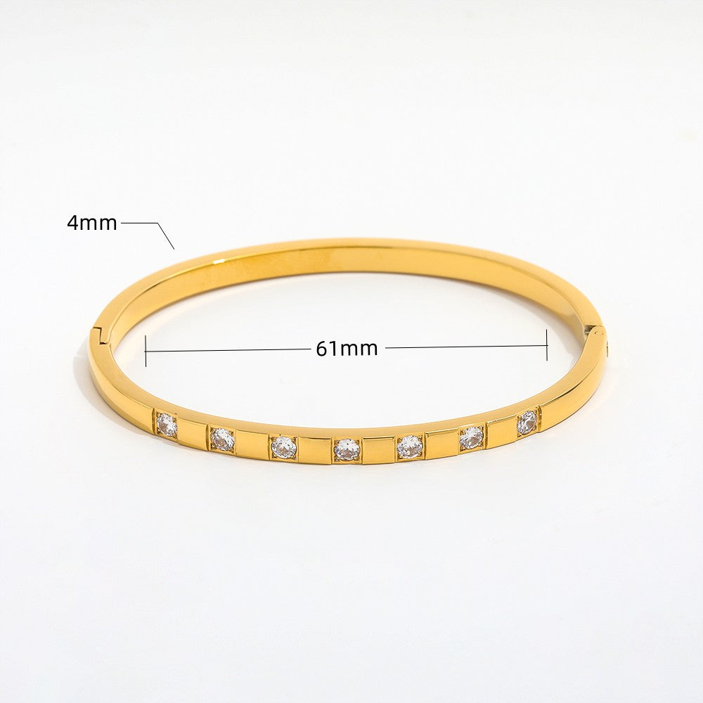 18k Gold Plated Half Square Diamond Cuff