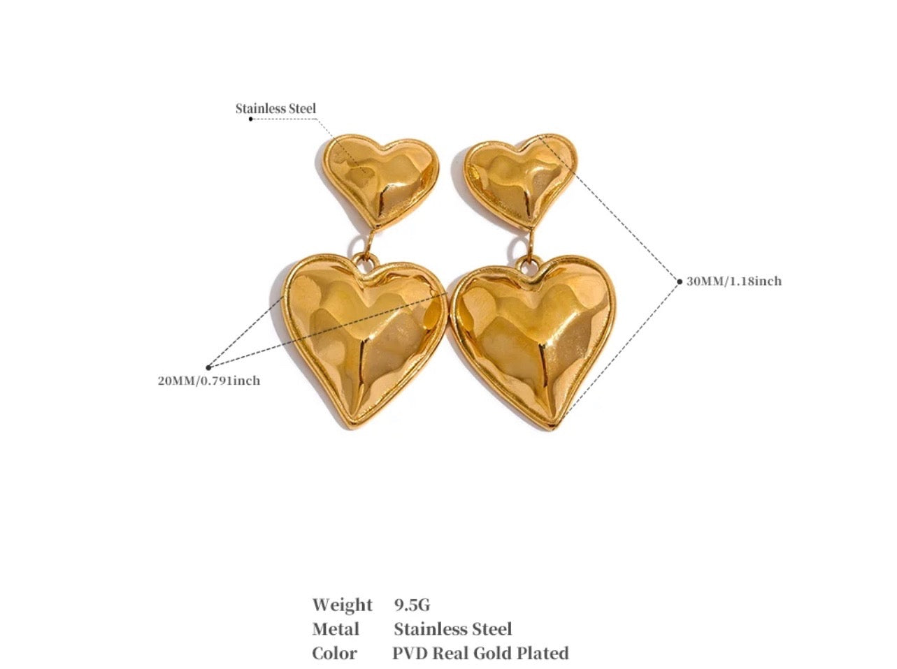 18k Gold Plated Valentine’s Heart Drop Earring