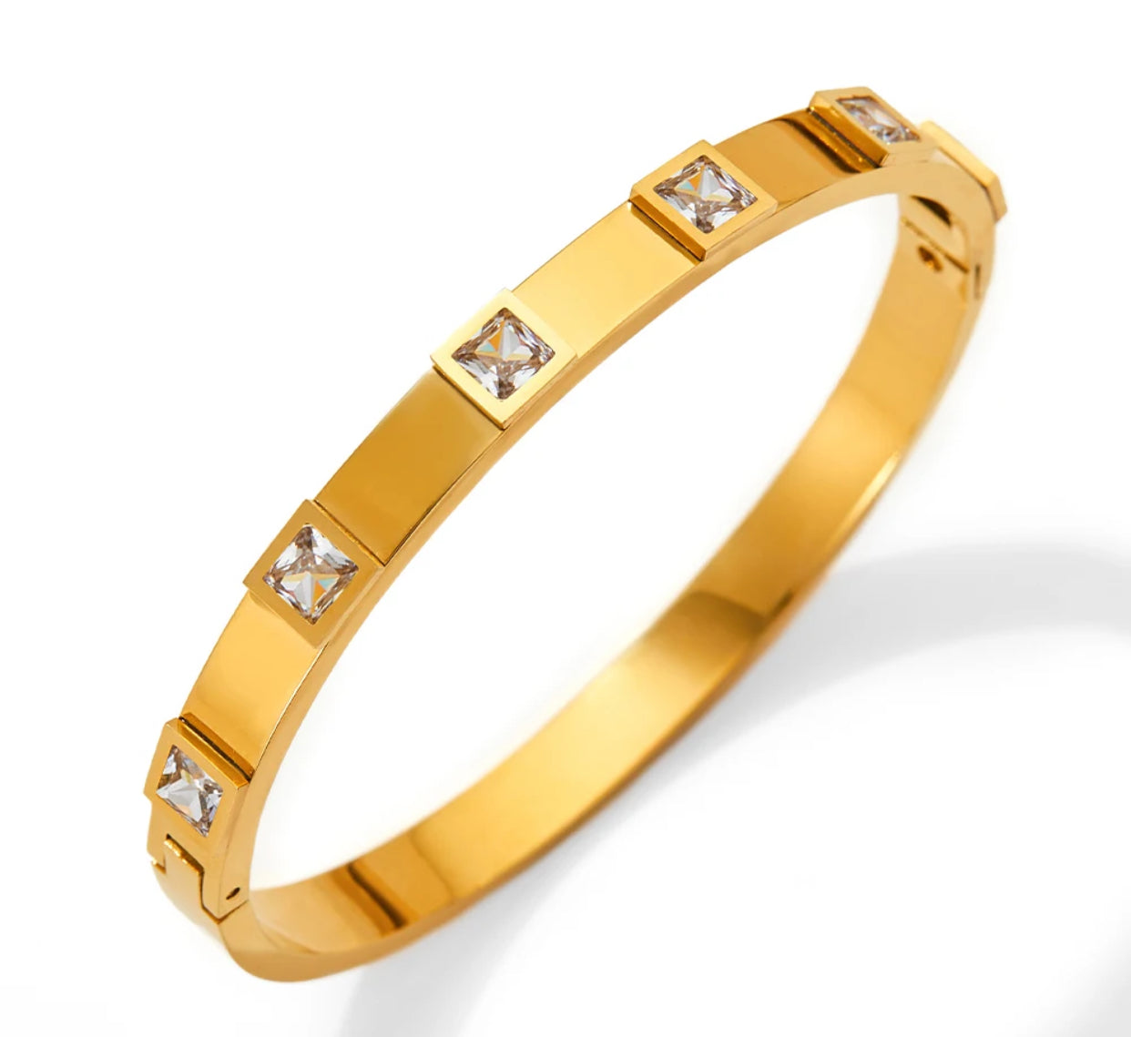 18k Gold Plated Square Diamond Cuff