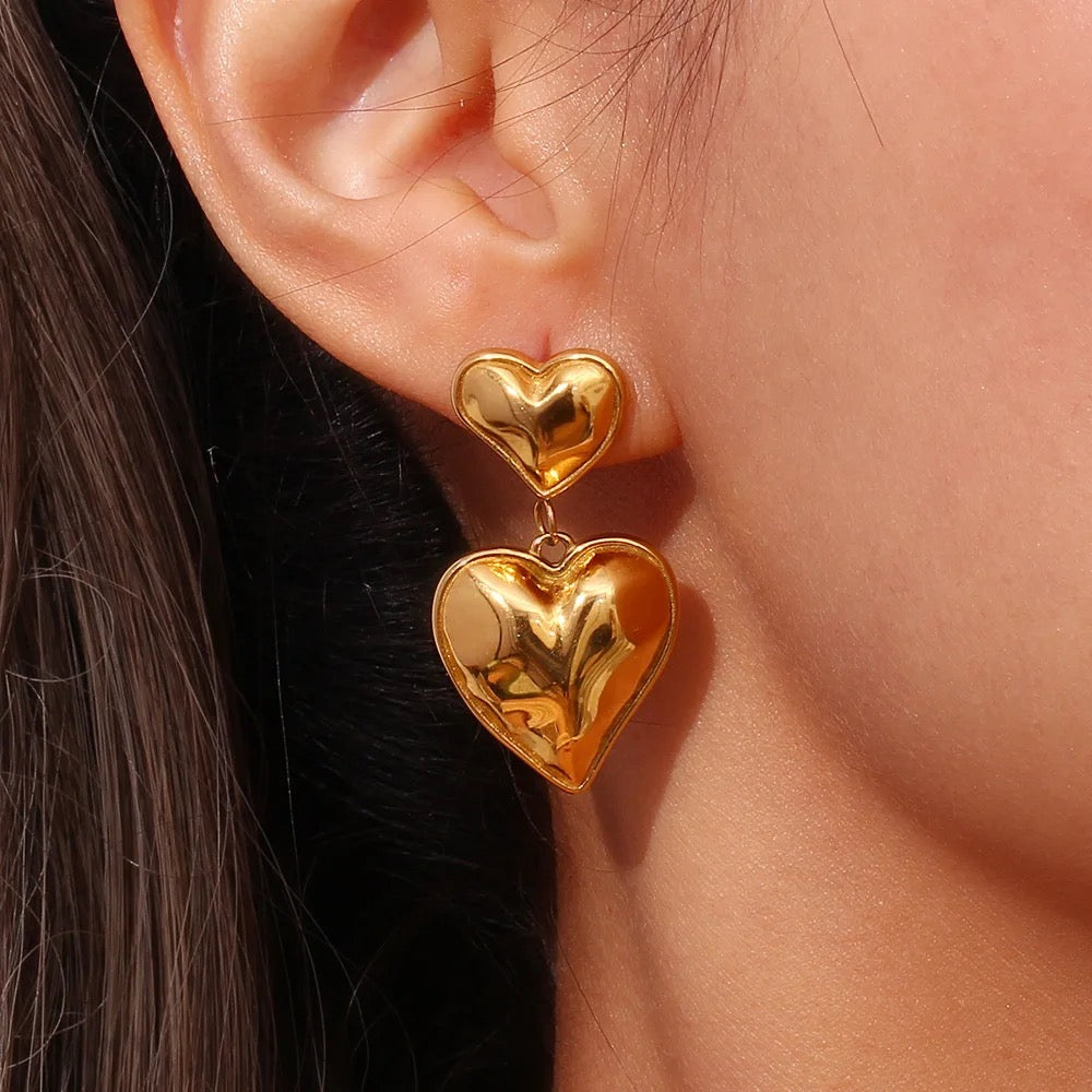 18k Gold Plated Valentine’s Heart Drop Earring