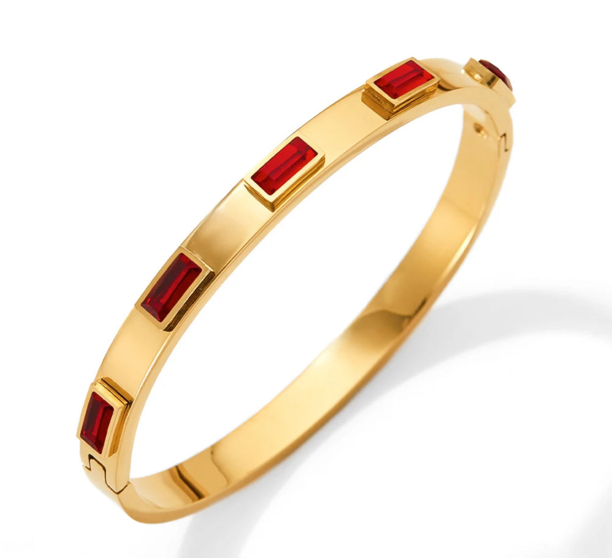 18k Gold Plated Red Stone Cuff