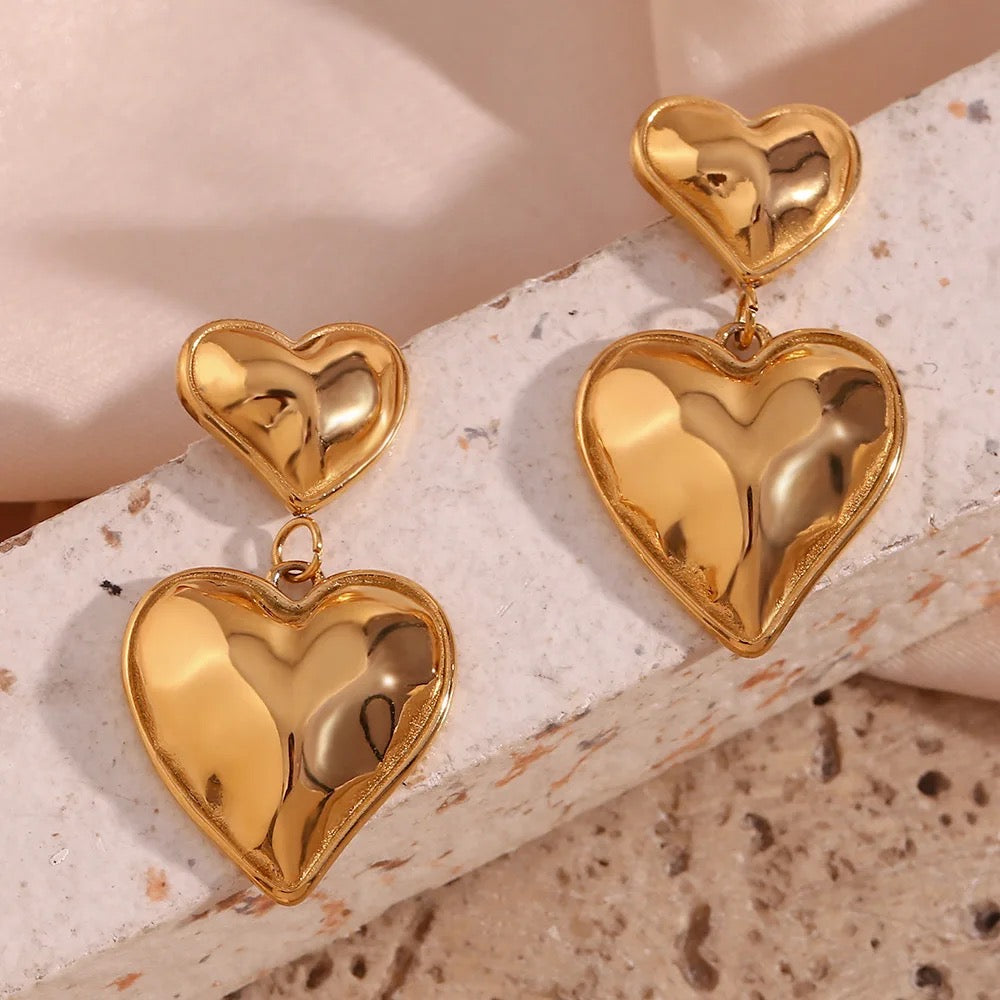 18k Gold Plated Valentine’s Heart Drop Earring