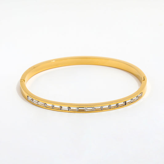 18k Gold Plated Rectangle Diamond Cuff