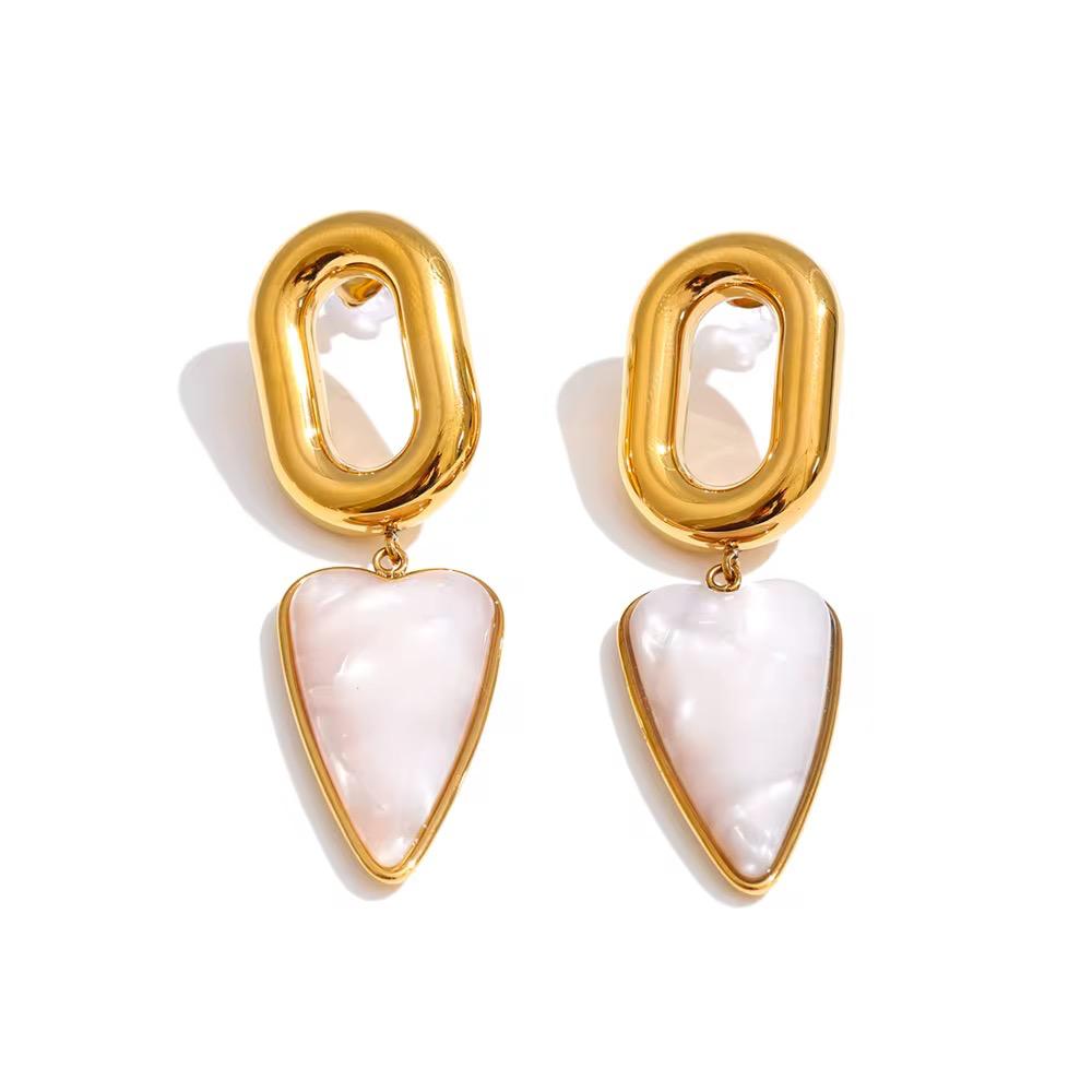 Gold Oval Drop Earring