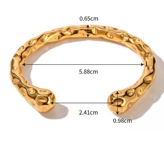 Oval Hammered Gold Plated Bangle