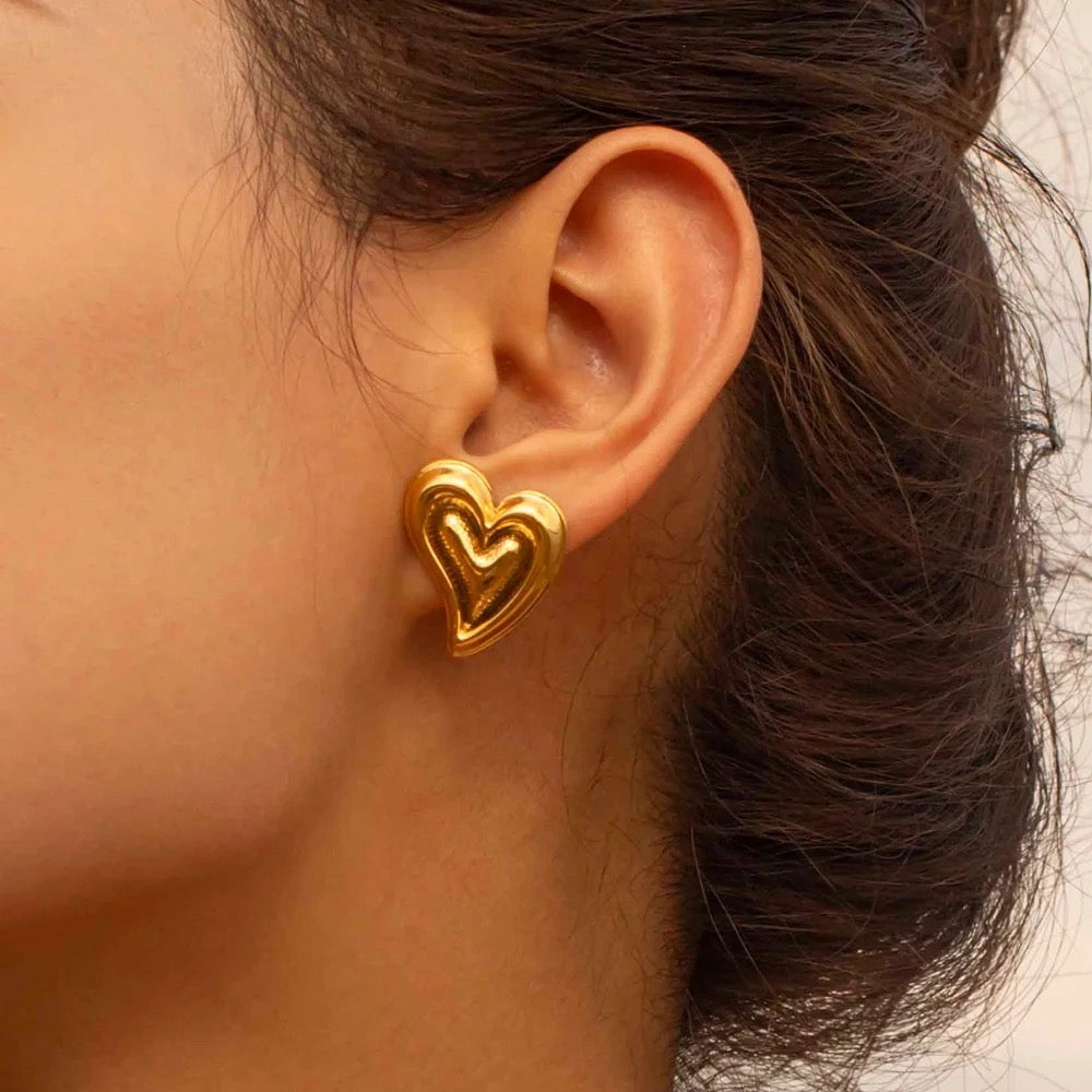 18k Gold Plated Heart Earring