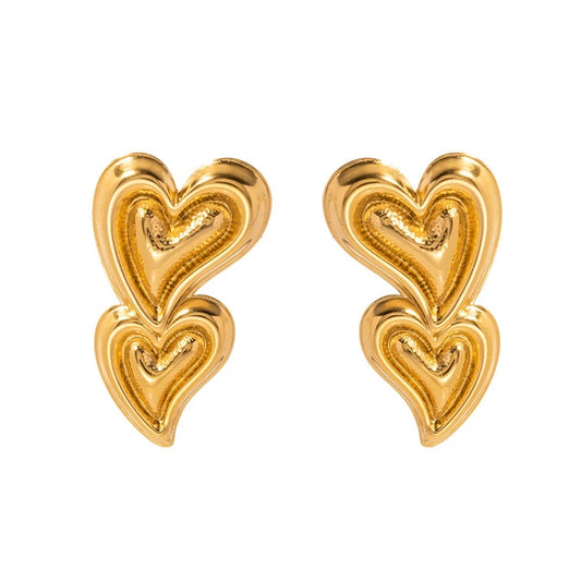 18k Gold Plated Heart Drop Earring