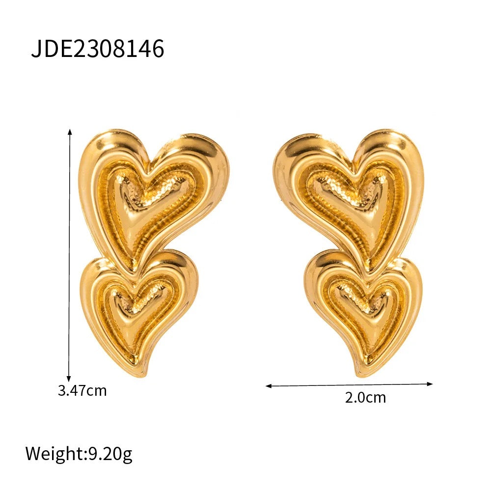 18k Gold Plated Heart Drop Earring