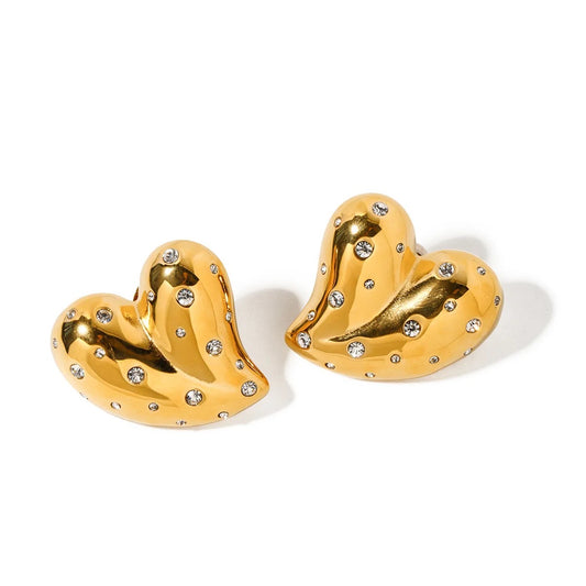 18k Gold Plated Stone Heart Earring